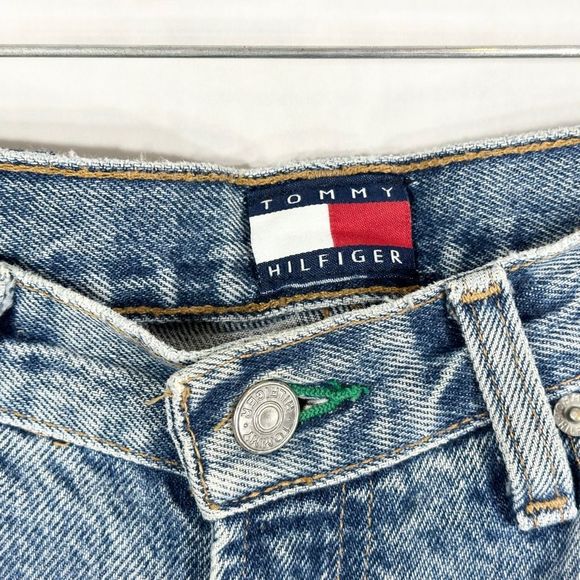 VTG Tommy Hilfiger Jeans Size 30x30 Straight Leg 90s Spell Out Big Flag Blue 223 - Picture 7 of 9